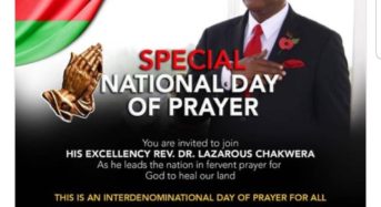 Chakwera to lead national day of prayers