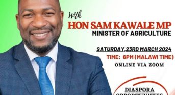 Minister of Agriculture to Engage Malawi Diaspora this Saturday