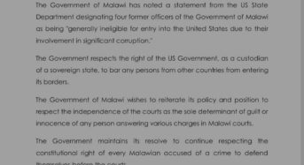 Malawi government responds to USA travel ban against public officers