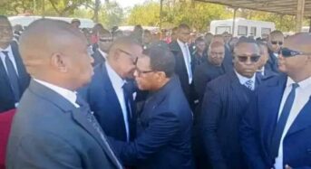 Lazarus Chakwera’s Symbolic Gesture: Welcoming Peter Mutharika at the Funeral of VP Saulos Chilima