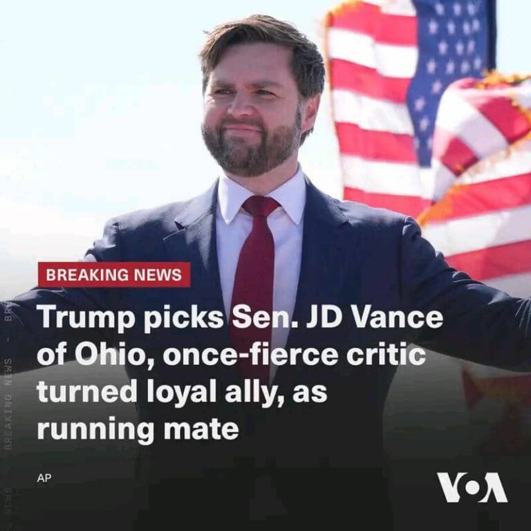 Donald Trump selects Senator JD Vance as running mate