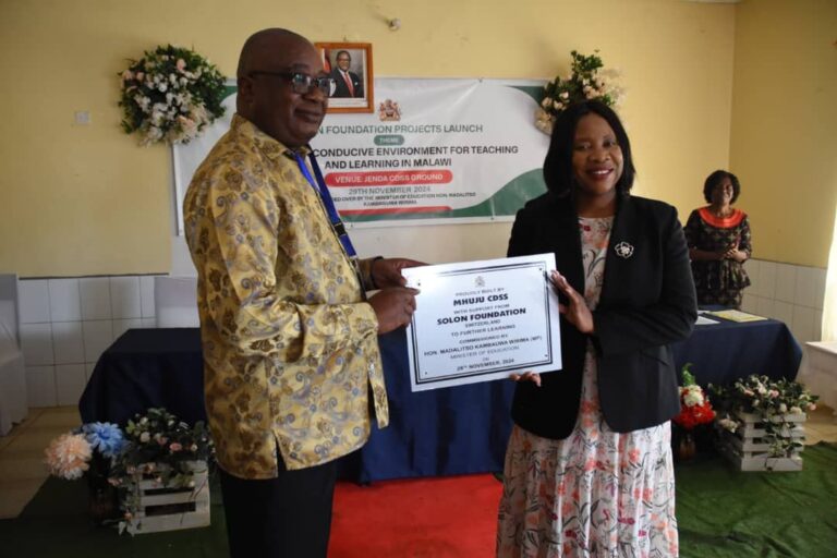 Kambauwa Wirima commends Solon Foundation for advancing Education infrastructure